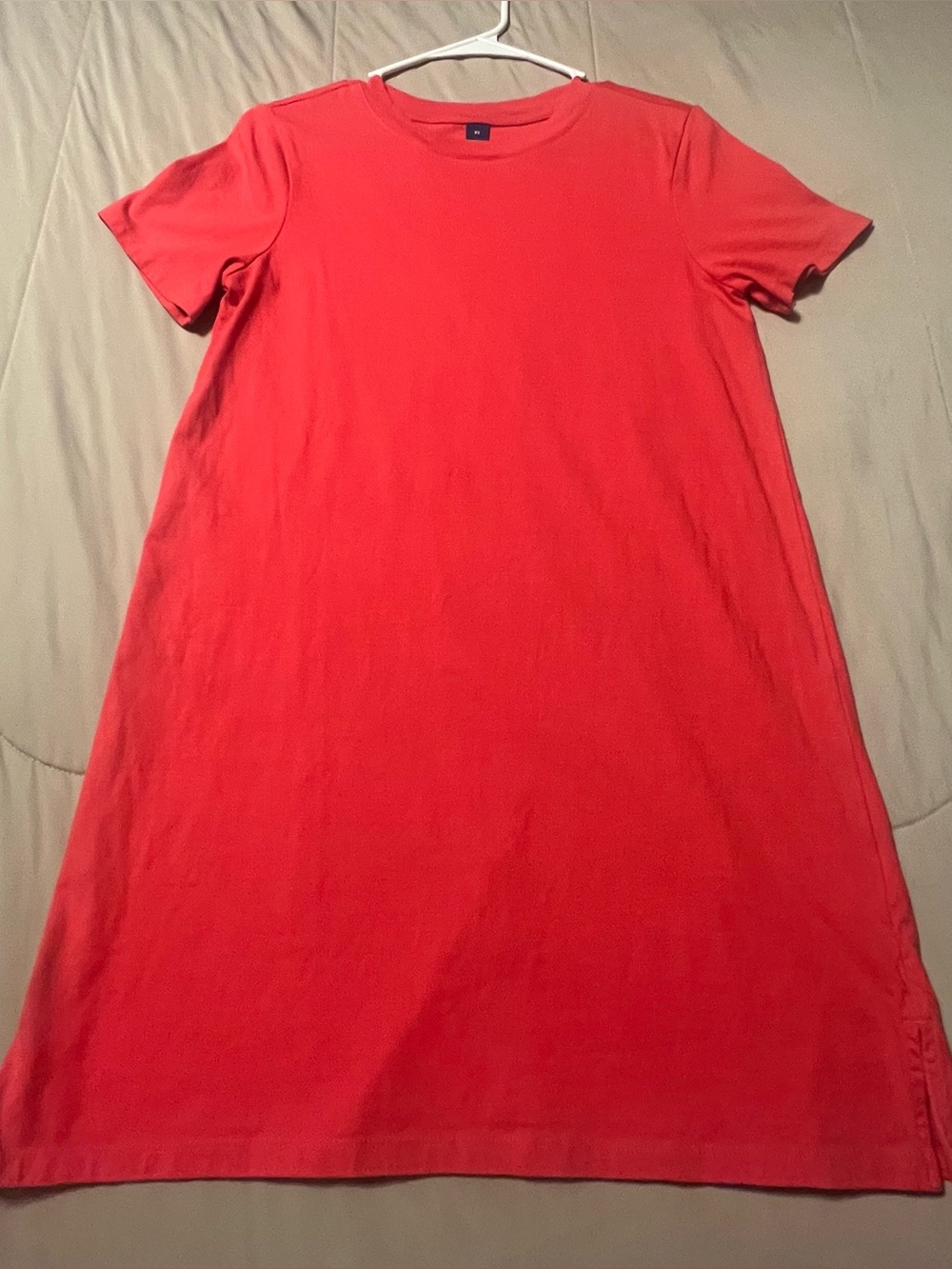 Classic Short Sleeve T-Shirt Dress in Coral Red